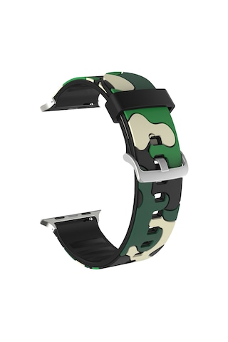 E2M Apple Uyumlu Watch 38-40mm KRD-24 Kamuflaj Yeşil Kord