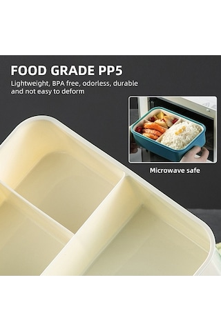 Novahub Çıkarılabilir Öğle Yemeği Kutusu 3 Bölmeli Gıda Sınıfı Pp5 Bento Kutusu Gıda Saklama Kapları Bpa, Eco-friendly Design Mavi