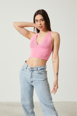 Twenty3 Kadın Super Crop Sırt Detaylı Triko Büstiyer Bluz 001