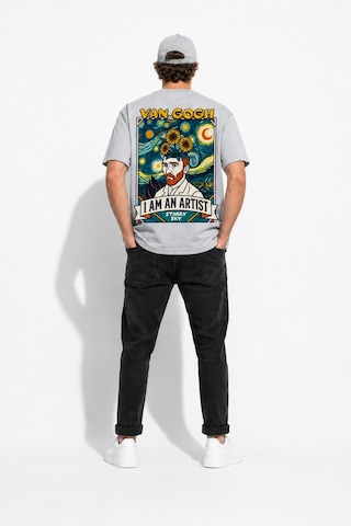 Bayloranzzo Van Gogh I Am Art %100 Pamuk Heavy Cotton Premium Kalite Unisex Tişört Gri