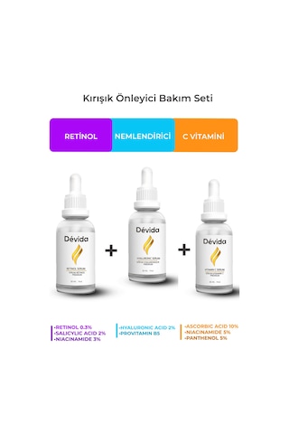 Retinol+nemlendirici+c Vitamini Serum 3 Lü Set Alın Çizgisi Göz Çevresi