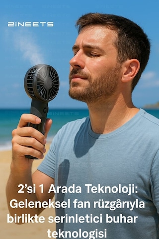 El Tipi Sulu Soğuk Buharlı Fan Şarjlı Mini Vantilatör 3 Kademeli Usb Taşınabilir Masaüstü Fan Güçlü Batarya