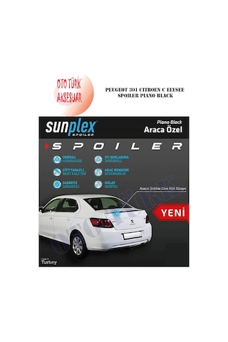 Peugeot 301 Spoiler Piano Black Sunplex A+ Kalite