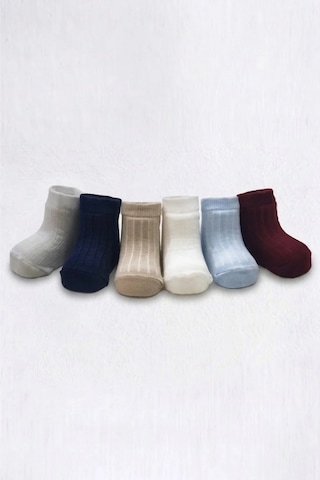 Cocole Socks Erkek Bebek Soket Çorabı Kraft Kutulu 6'lı Set Pamuklu 0-1 Yaş Fitilli Çok Renkli