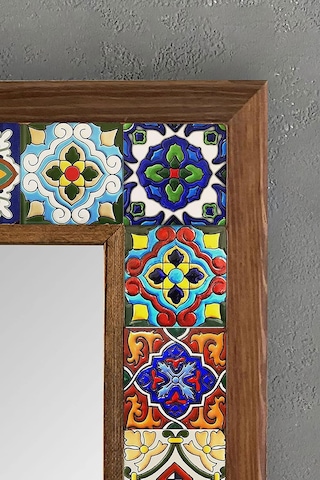 Oscar Stone Ahşap Çerçeveli Mozaik Doğaltaş Ayna 33 Cm X 33 Cm-mosaic Mirror Genel