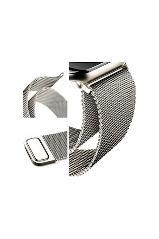 Apple Watch 42mm 44mm 45mm 49mm Seri 3 4 5 6 7 8 Se Uyumlu Ultra Kordon Starlight Hasır Örgü Metal