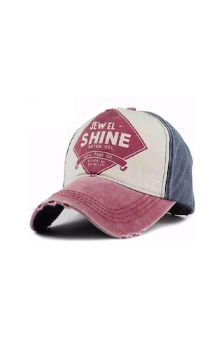 Bordo Lacivert Eskitme Shine Şapka Çok Renkli