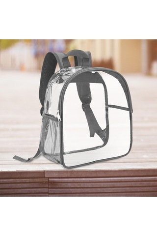 Homyl Şeffaf Sırt Çantası Pvc Mini Dayanıklı Gizli Sakli Gri