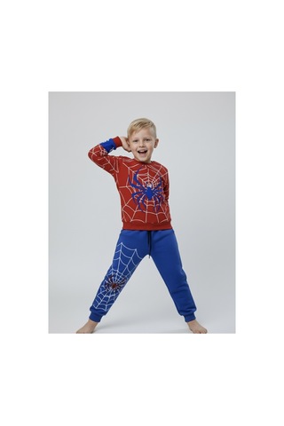 Beka Kids Erkek Çocuk Pijama Takımı Örümcek Desenli Uzun Kollu Üst Uzun Kırmızı