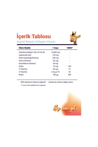 Argivit Beauty Collagen Classic Takviye Edici Gıda 325 G