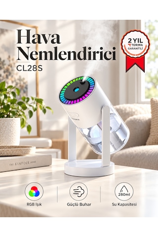 Yıldızlı Gökyüzü Projeksiyonlu Hava Nemlendirici Araç İçi Ofis Uyumlu Rgb Işıklı Döner Başlıklı Taşınabilir Buhar Makinesi 280 Ml
