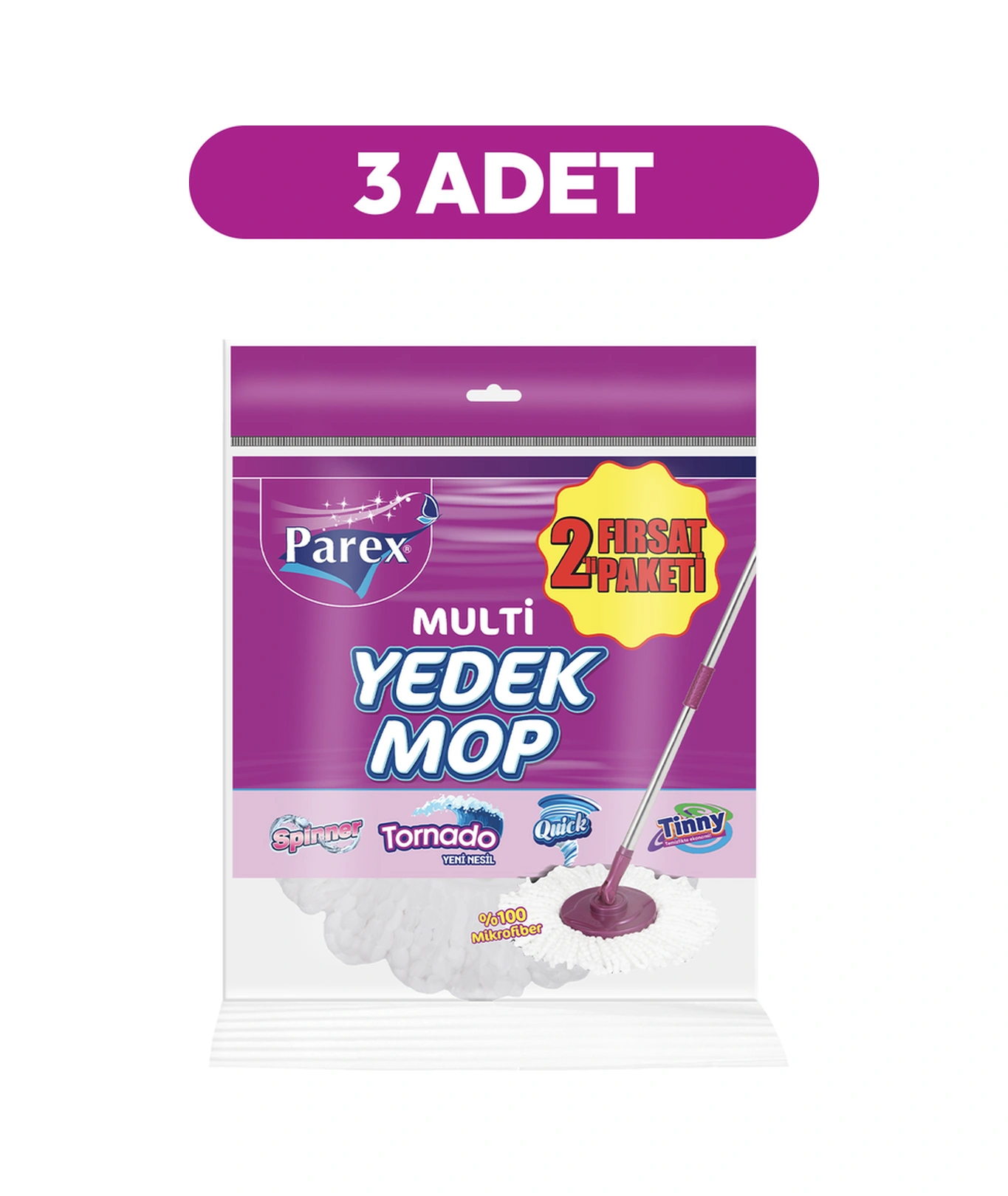 Multi Yedek Mop 2'li Paket Sapsız Toplam 6 Adet