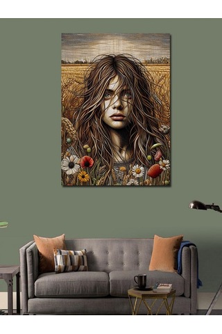 Kanvas Tablo Bahçedeki Çiçekler Ve Kadın 100cmx140cm