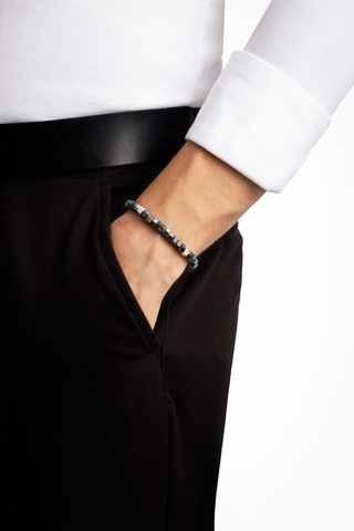 So Chic Jasper Taşlı 22 Cm Çelik Erkek Bileklik Çelik