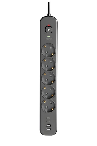 2 Mt Uzatma Kablosu Çoklu Priz Yüksek Gerilim Korumalı 5'li Priz 2x Usb 2x Type-c Çıkışlı Priz 2 M
