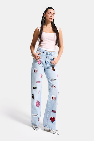 Itsbasic Kadın Ice 4s6-27 Straight Fit Logo Ve Nakışlı Özel Tasarım Denim Jean Buz Mavi