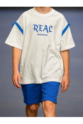 Marions Çocuk Pamuklu Real Yazılı Oversize Kalıp T-shirt-15954 Beyaz