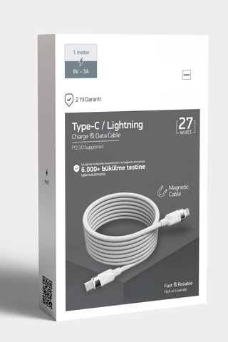 Pdateknoloji Örgülü Mıknatıslı 27w Type-c To Lightning 1mt Data V