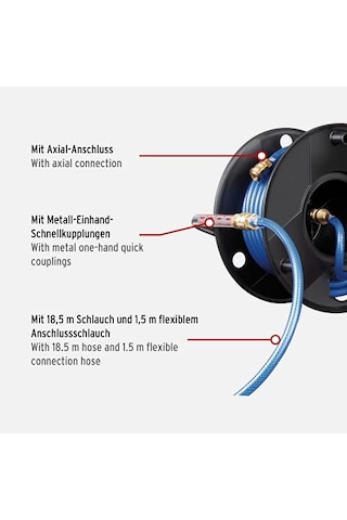 Hava Hortum Makarası Anti Twist 18 5 M Hortum 1 5 M Bağlantı Hortumu Metal Tek Elle Hızlı Bağlantı Elemanları Ve