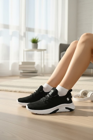 Enoch Unisex Ergonomik Tabanlı Hava Alan Fitness Ve Antrenman Ayakkabısı Siyah Beyaz