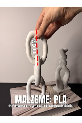 Dekoratif Zincir Obje Şık Masa & Raf Süs Aksesuarı Mermer Desenli Beyaz
