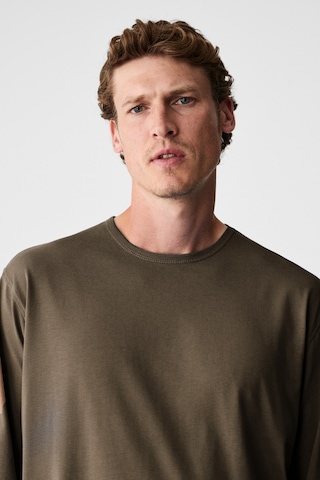 Grimelange Gravs Erkek %100 Pamuklu Yumuşak Kumaşlı Yuvarlak Yakalı Uzun Kollu Haki T-shirt