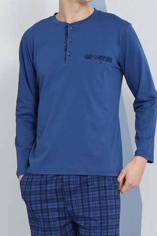Kly Erkek Uzun Kol Midi Yaka İndigo Pijama Takımı C9t2n2o3 001