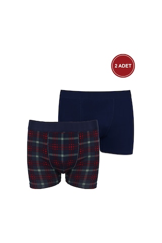 Koza İç Giyim Erkek 2'li Pamuklu Likralı Boxer Ko9003bx.02 Lacivert - Kırmızı