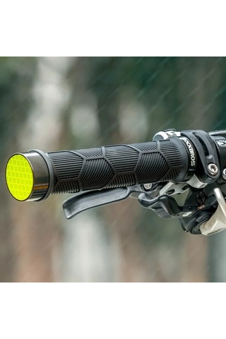 Rockbros 2023-14a Yansıtıcı Uç Tapalı 1 Çift Gidon Sapları Bisiklet Kolu Kapağı - Yeşil