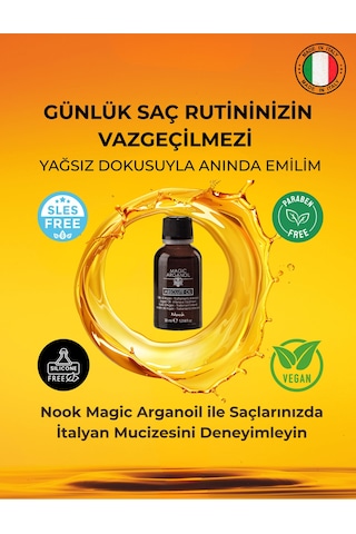 Nook Magic Arganoil Isı Koruma & Parlaklık Etkili Keratin Argan İçeren Saç Bakım Yağı 30ml