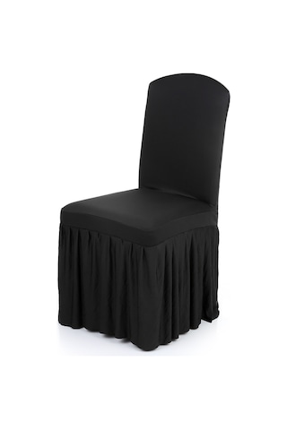 Kosona Milk Silk %85+spandex %15 Kadife Yumaklı Sandalye Örtüsü - Gümüşlü, Temizliği Kolay, Düğün, Restoran, Banket İçin Siyah Diğer