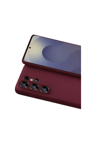 Samsung Galaxy S26 Ultra Uyumlu Kılıf Esnek Premium Yumuşak Silikon Telefon Kılıfı Kapak Bordo