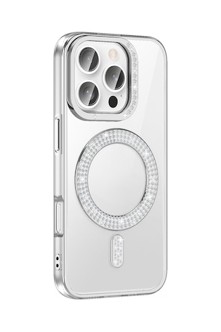 Teleplus Apple Uyumlu iPhone 16 Pro Max Kılıf Karetta Diamod Taş Desenli Magsafeli Kapak
