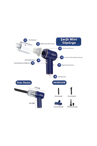 Didadodo Lt-117 Kablosuz Mini Şarjlı Dikey El Süpürgesi