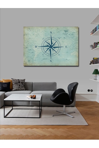Kanvas Tablo Pusula Ve Harita 70cmx100cm