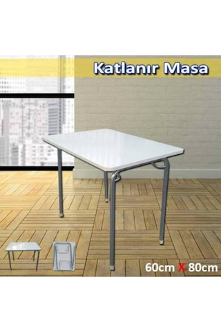 Depolife Pratik Katlanır Ayaklı Yemek Piknik Masası Balkon Piknik 60X80 Cm