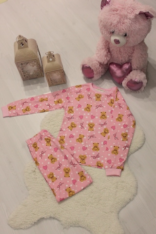Durukoza %100 Pamuk Kız Çocuk Pijama Takımı Ayıcıklı 4 Mevsim Pembe