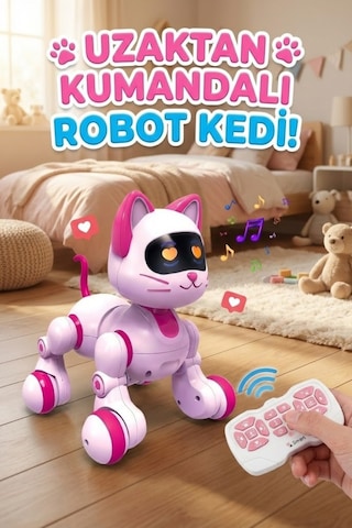 Akıllı Robot Kedi - Uzaktan Kumandalı, Dokunmatik, Programlanabilir, Dans Eden Eğitici Oyuncak Çok Renkli