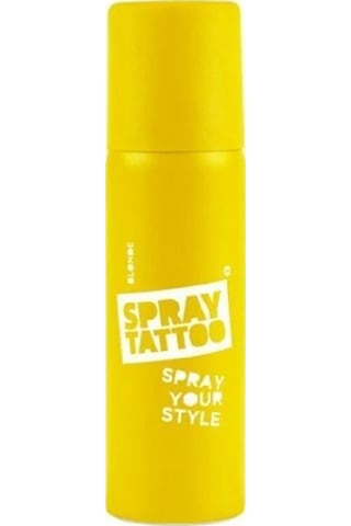One Spray Tattoo Sarı Renk Geçici Dövme Spreyi + Sürpriz Şablon