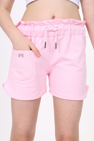 Toontoy Kids Toontoy Kız Çocuk Beli Lastikli Tek Cepli Basic Şort Açık Pembe