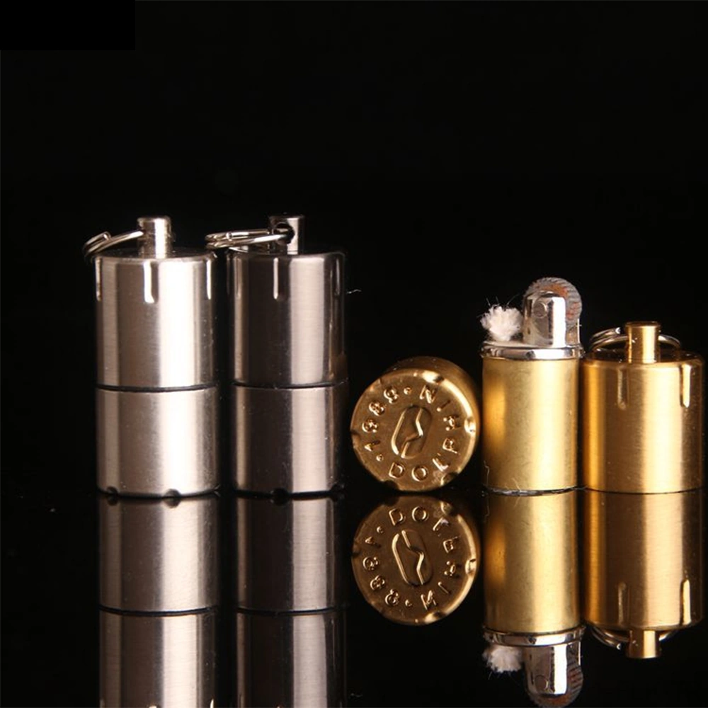 Xindoker Metal Mini Kerosene Çakmak - Dayanıklı Konstruksiyon, Yakıt Saklama, Anahtar Zinciri İlişkilendirilebilir, Gümüş Renk Gümüş