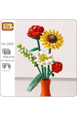 Loz 1659 Ebedi Çiçek Bitki Bitki Ayçiçeği Gül Safran Hypericum 3d Modeli Mini Bloklar Tuğla Yapı Oyuncak Çocuklar İçin Hiçbir Kutu