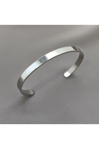 Chavin 6 Mm. Gri Kelepçe Dizayn Çelik Erkek Bileklik Et36by-6 Gri