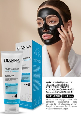 Siyah Maske Karşıtı Salisilik Asit Soyulabilir Maske Siyah Nokta Karşıtı Cilt Eşitleyici-100ml Yüzmask