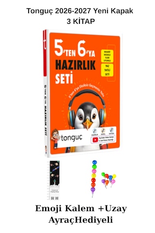 Tonguç 5'ten 6'ya Hazırlık Seti 3 Kitap Yeni Kapak Uzay A+emoji Kalem Hediyeli 2026-2027 Maarif Mddeli