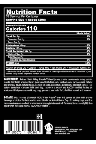 Universal Animal Whey Protein Çilek Aromalı 2,3 Kg Çilek