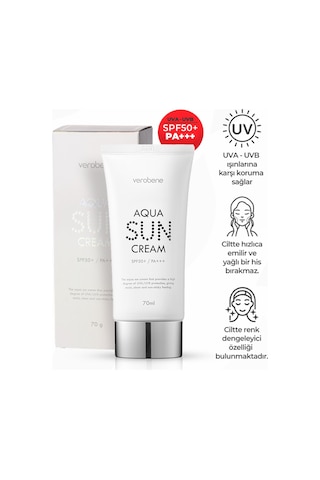 Verobene Aqua Sun Su Bazlı Nemlendirici Güneş Kremi SPF50 70 ML