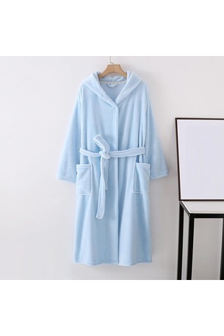 Flybuy Kadınlar İçin Kış Uyumlu Uzun Bornoz, Soğuk Geçirmez Ve Rahat Mavi