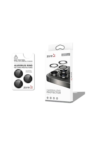 Apple İle Uyumlu Apple iPhone 16 Pro Apple iPhone 16 Pro Max Cl-12 Premium Safir Parmak İzi Bırakmayan Anti-reflective Kamera Lens Koruy Siyah