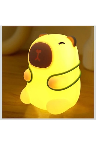 Capibara Lamba, Kısılabilir Ve Zamanlama İle Dokunmatik, Usb Şarjlı Silikon Gece Lambası Krem